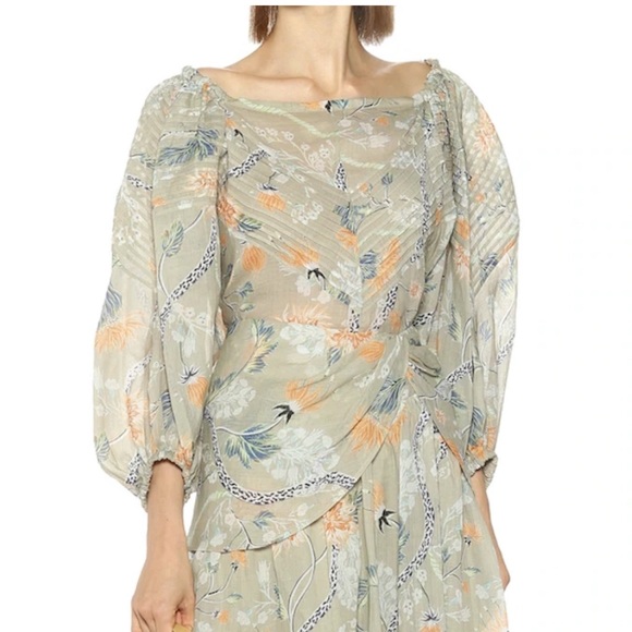 Chloe Pintucked Floral Print Ramie Blouse FR 38 (M/6 US) Whimsical Fairy - Picture 1 of 12